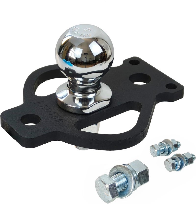 REDTEE 3-Way ATV/UTV Trailer Hitch Adapter with 2-Inch Ball, 3500 lbs., 3-in-1 Mounting Options, Compatible with Golf Carts, Garden Tractors, Lawn Mowers, Zero Rise, Matt Black - Image 1